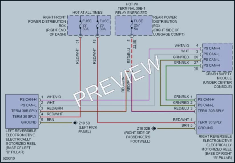 2018 BMW 740i Passive Restraints wiring diagram preview