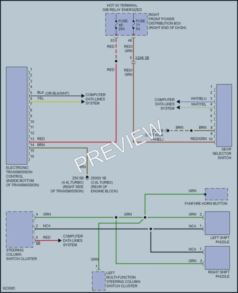 2018 BMW 740i Transmission wiring diagram preview