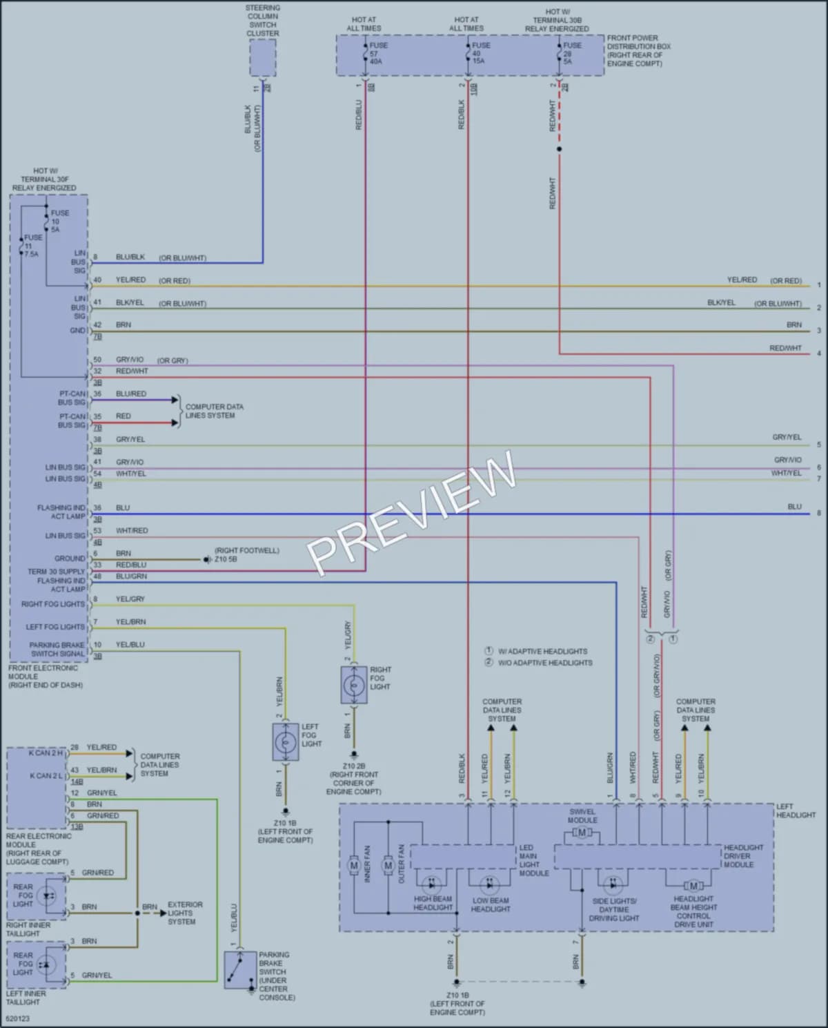 2018 BMW M3 Headlights wiring diagram preview