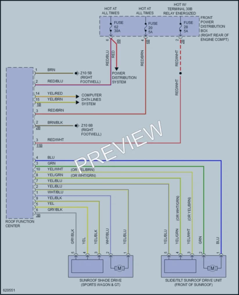 2018 BMW M3 Power Top Sunroof wiring diagram preview