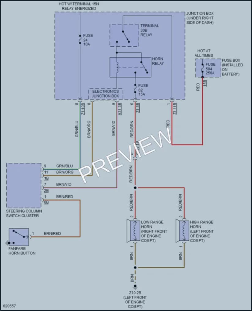 2018 BMW M6 Horn wiring diagram preview