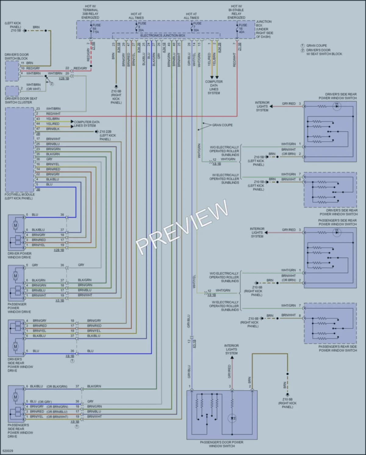 2018 BMW M6GranCoupe Power Windows wiring diagram preview