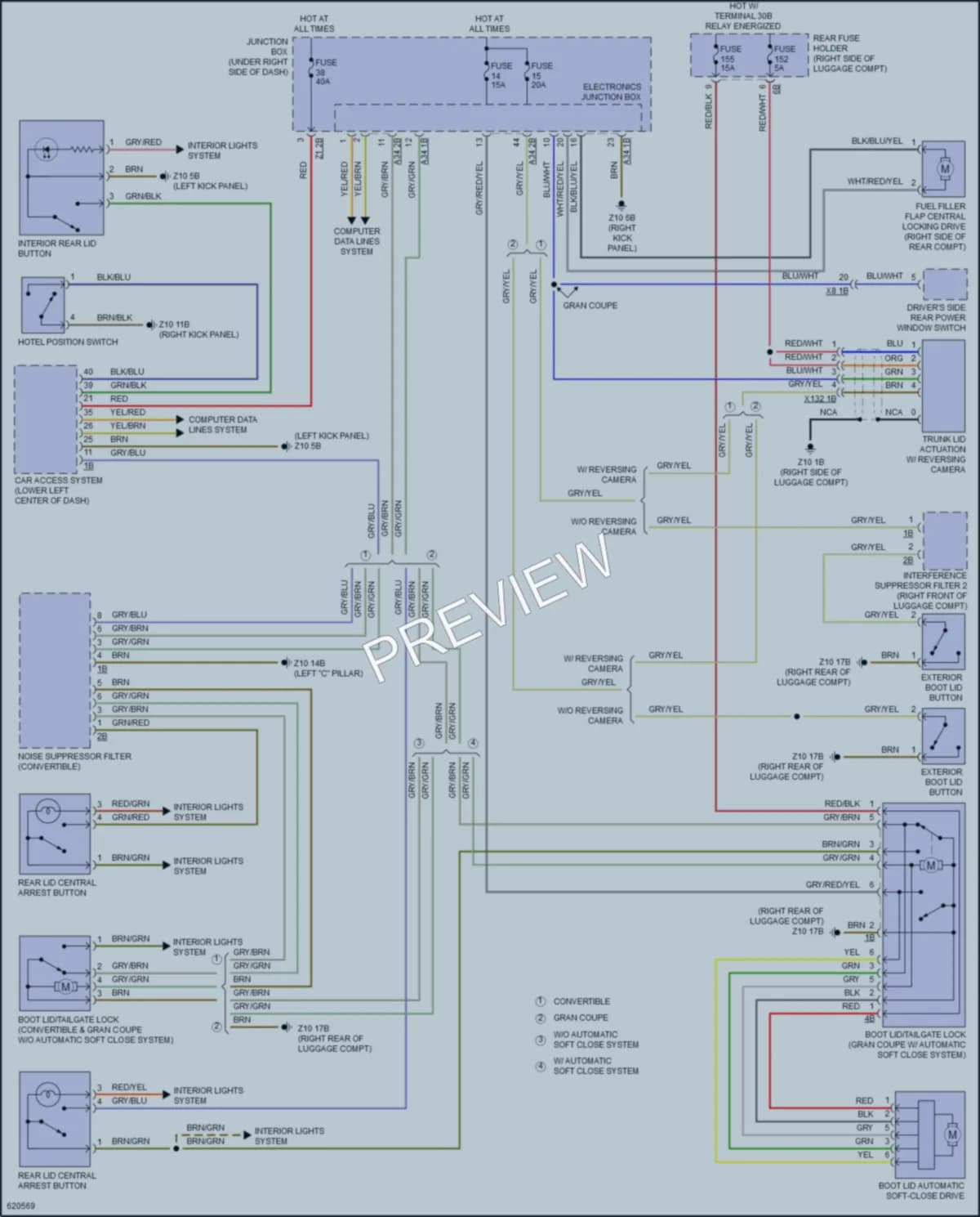 2018 BMW M6GranCoupe Trunk Tailgate Fuel Door wiring diagram preview