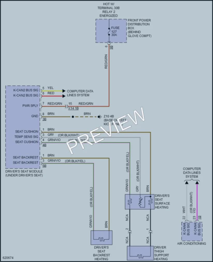 2018 BMW X1 Power Seats wiring diagram preview