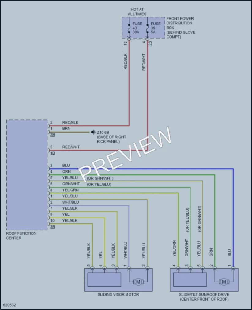 2018 BMW X1 Power Top Sunroof wiring diagram preview