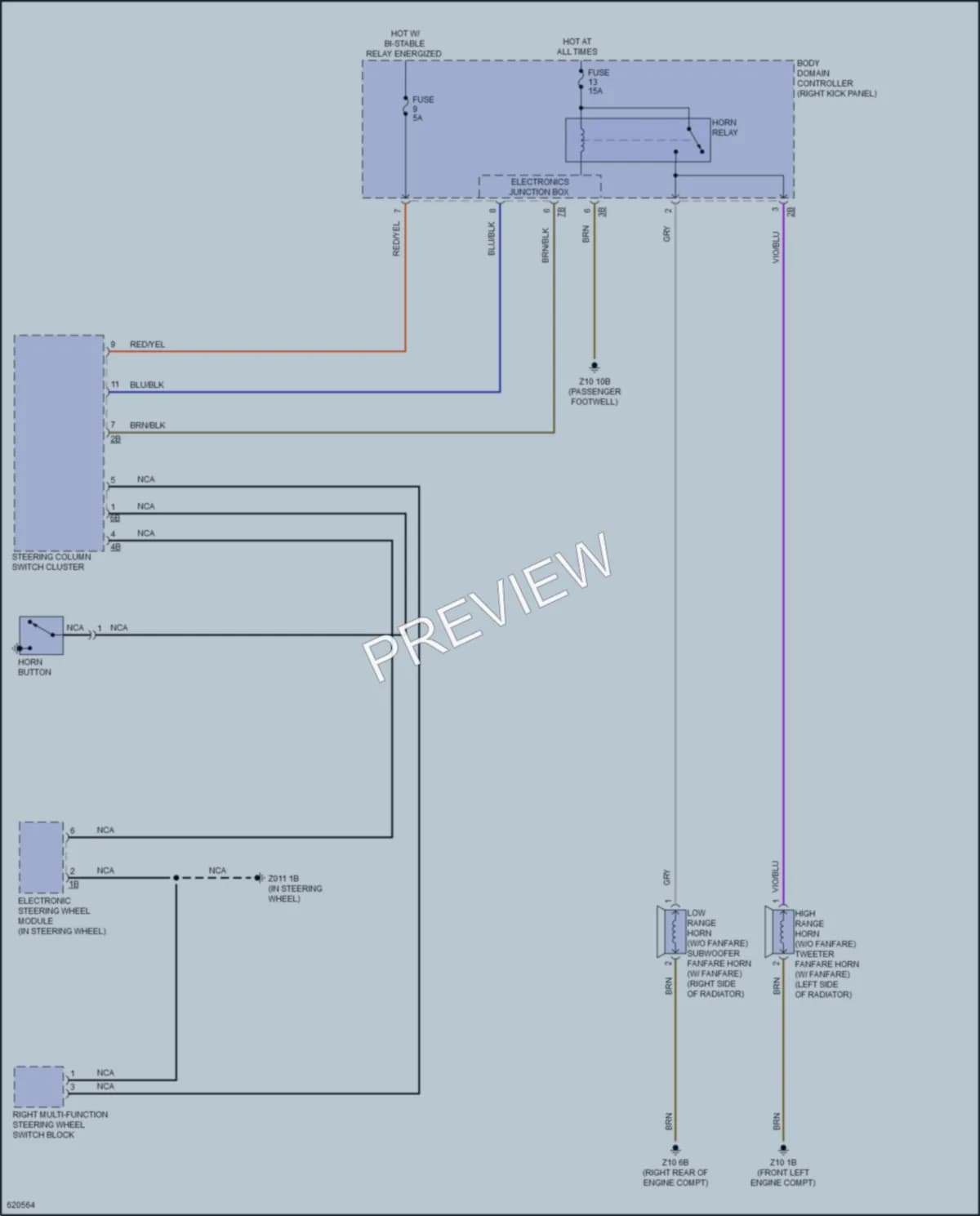 2018 BMW X5M Horn wiring diagram preview