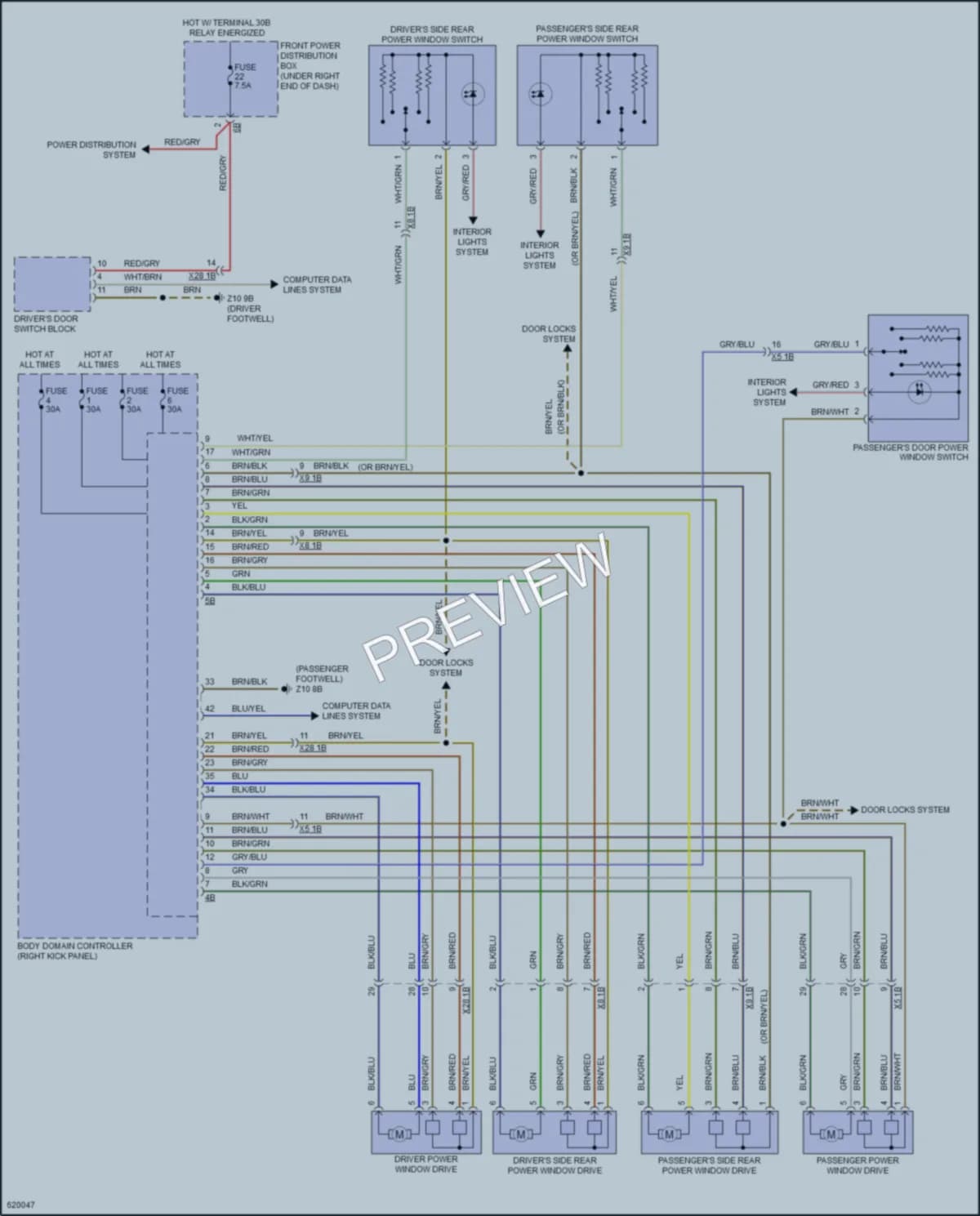 2018 BMW X6M Power Windows wiring diagram preview