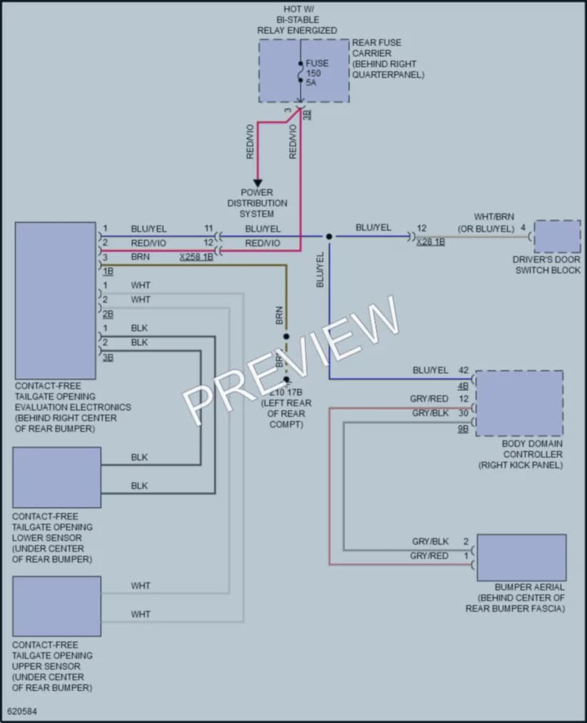 2018 BMW X6M Trunk Tailgate Fuel Door wiring diagram preview