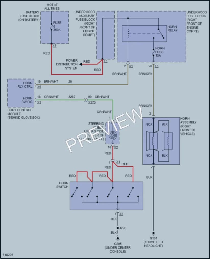 2018 Cadillac ATS Horn wiring diagram preview