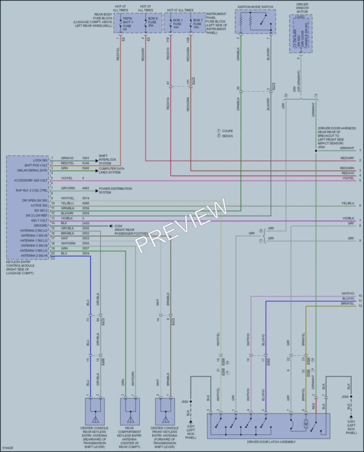 2018 Cadillac ATS Power Door Locks wiring diagram preview