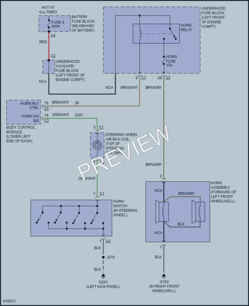 2018 Cadillac CT6 Horn wiring diagram preview