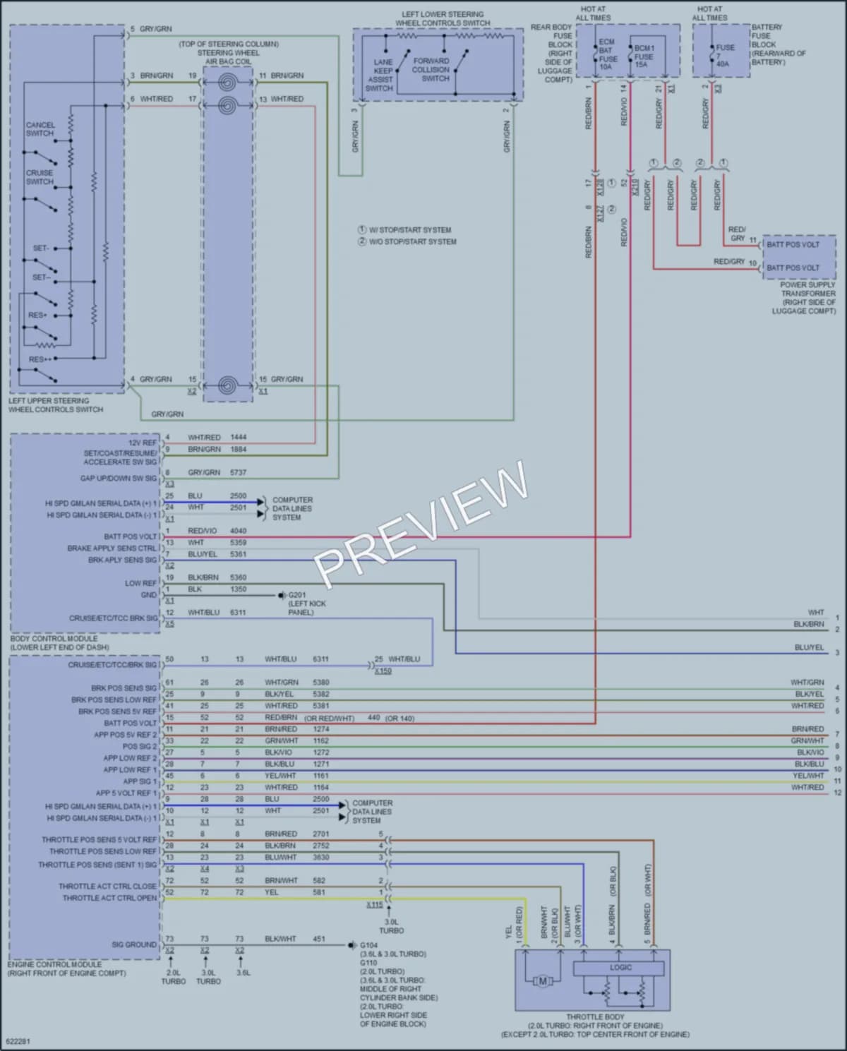 2018 Cadillac CT6PlugIn Cruise Control wiring diagram preview
