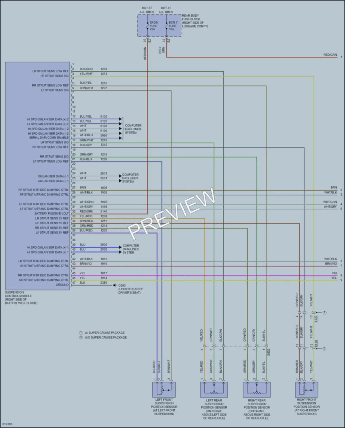 2018 Cadillac CT6PlugIn Electronic Suspension wiring diagram preview
