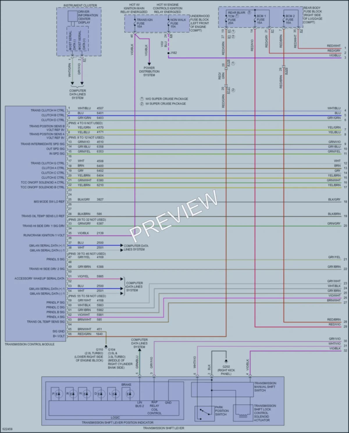 2018 Cadillac CT6PlugIn Transmission wiring diagram preview