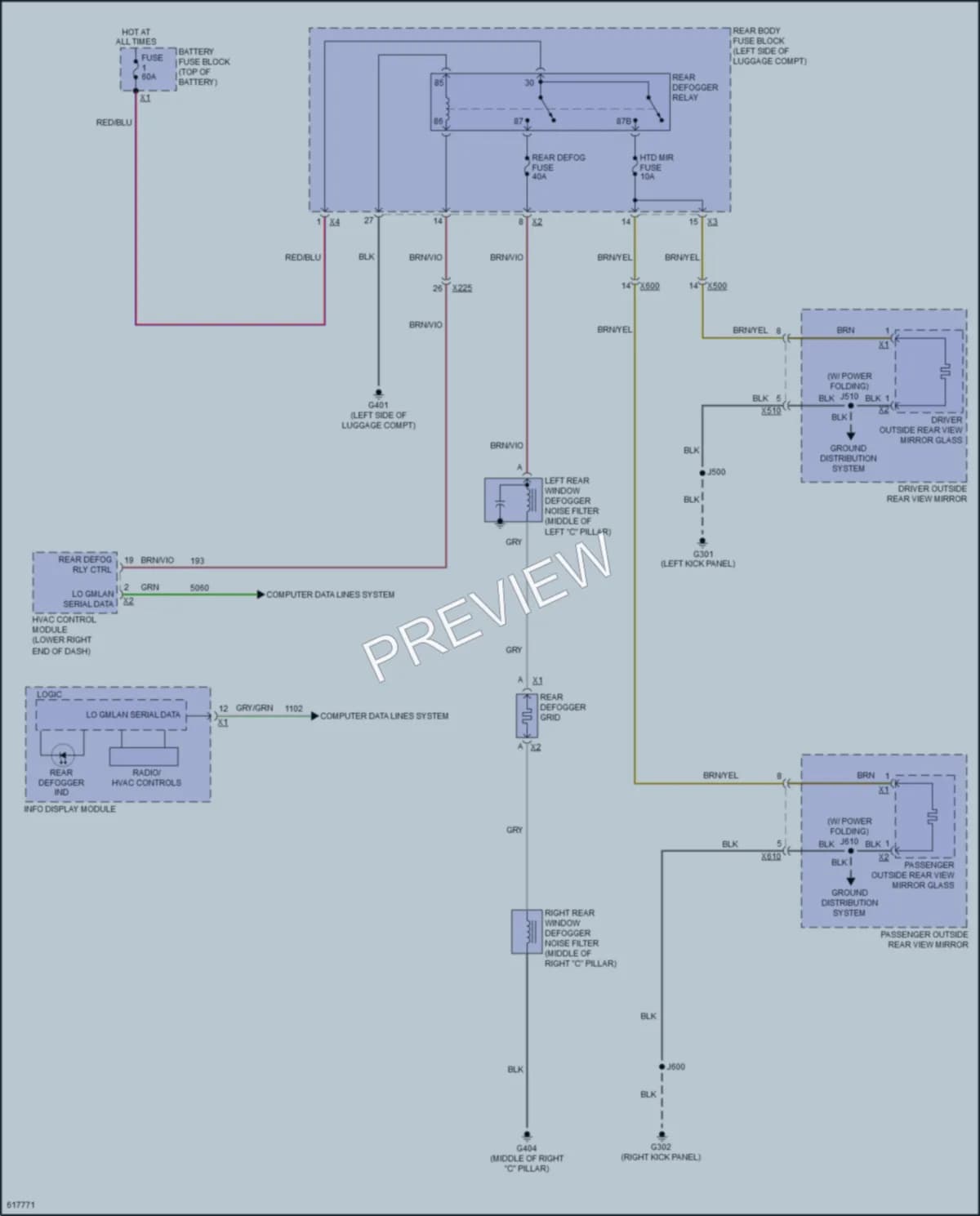 2018 Cadillac CTSV Defoggers wiring diagram preview