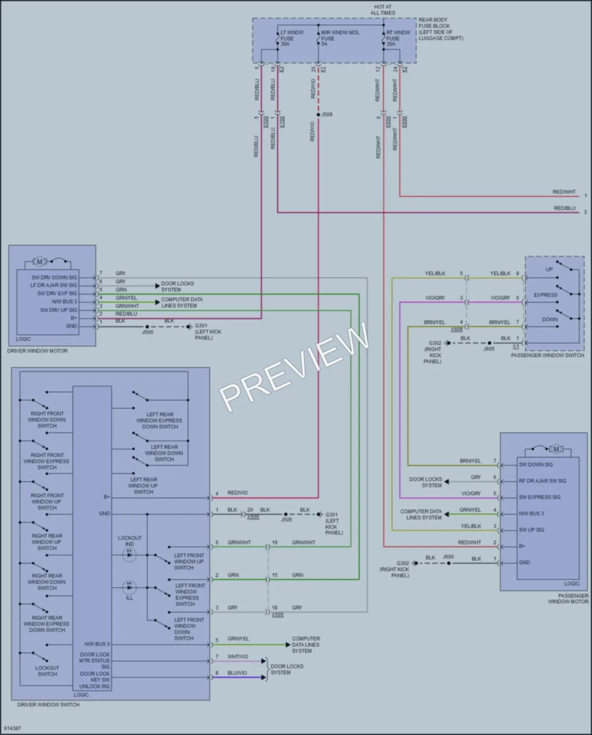 2018 Cadillac CTSV Power Windows wiring diagram preview