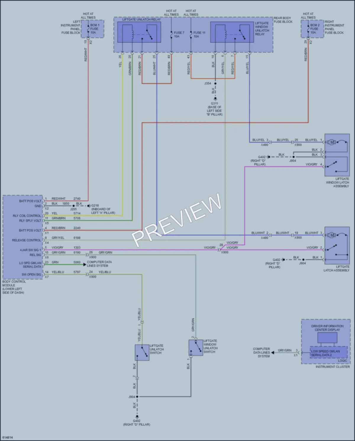 2018 Cadillac Escalade Trunk Tailgate Fuel Door wiring diagram preview