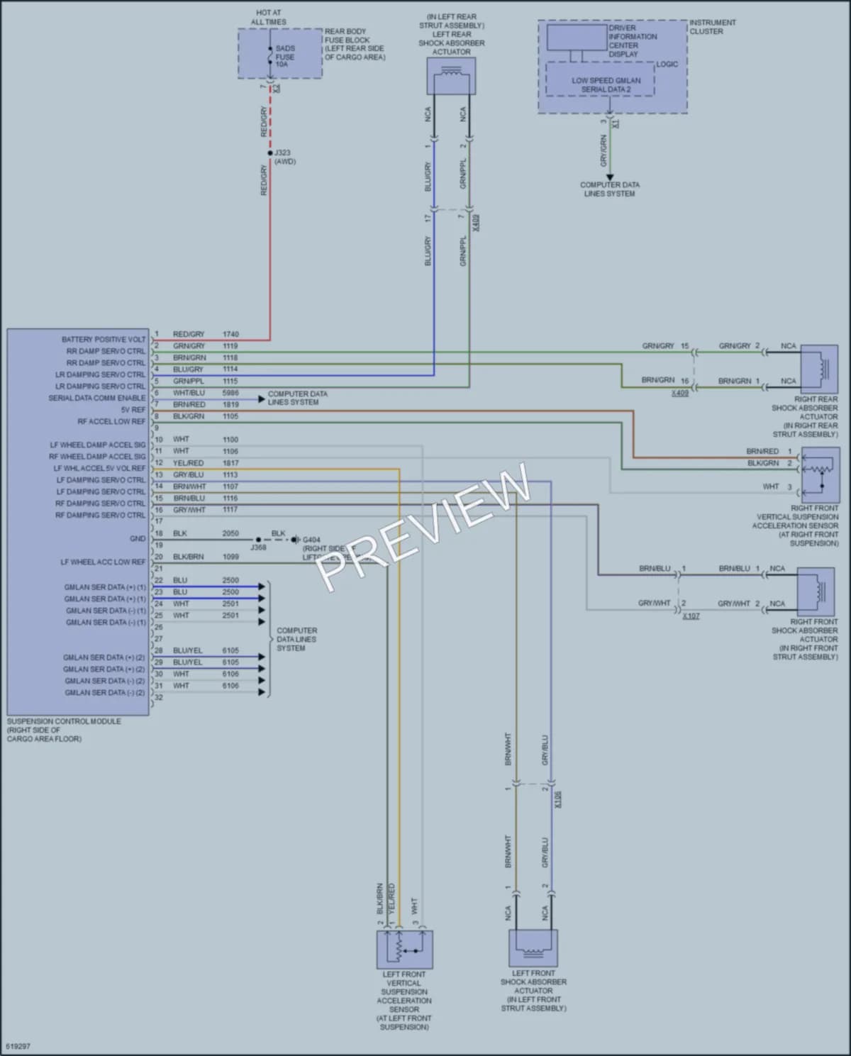 2018 Cadillac XT5 Electronic Suspension wiring diagram preview