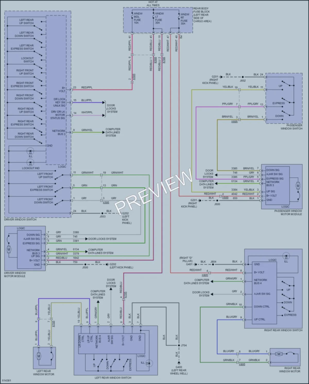 2018 Cadillac XT5 Power Windows wiring diagram preview