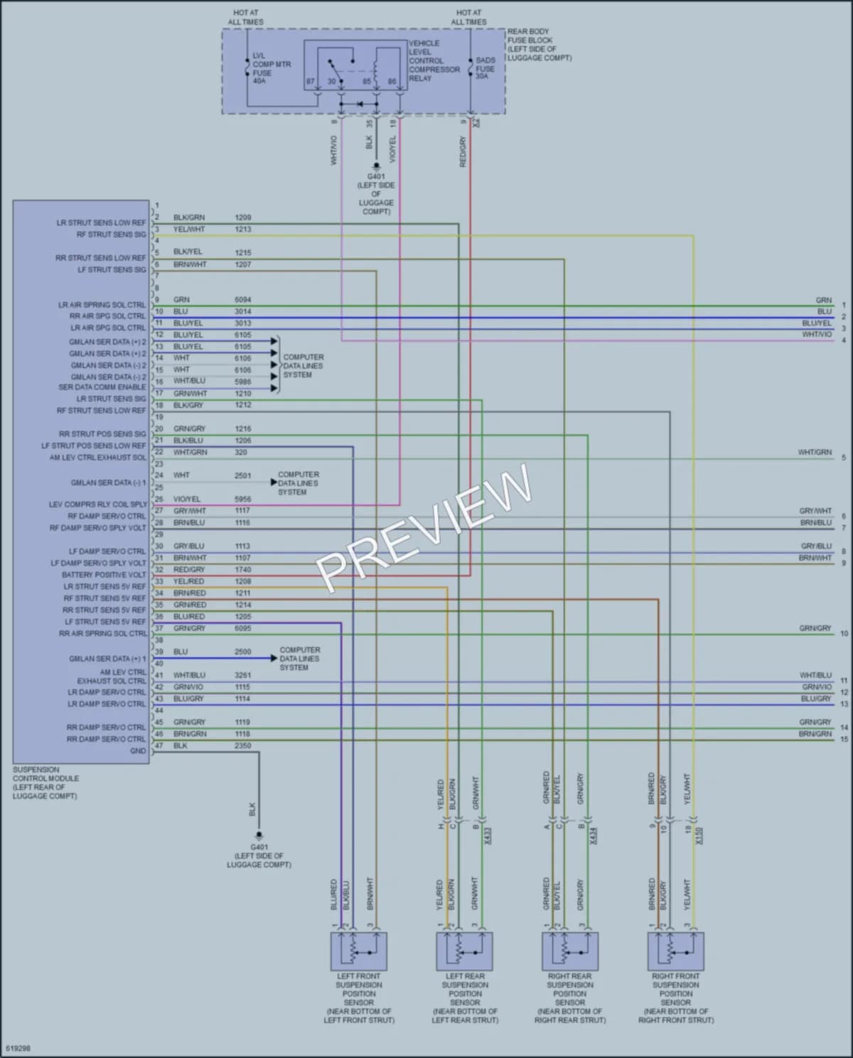 2018 Cadillac XTS Electronic Suspension wiring diagram preview