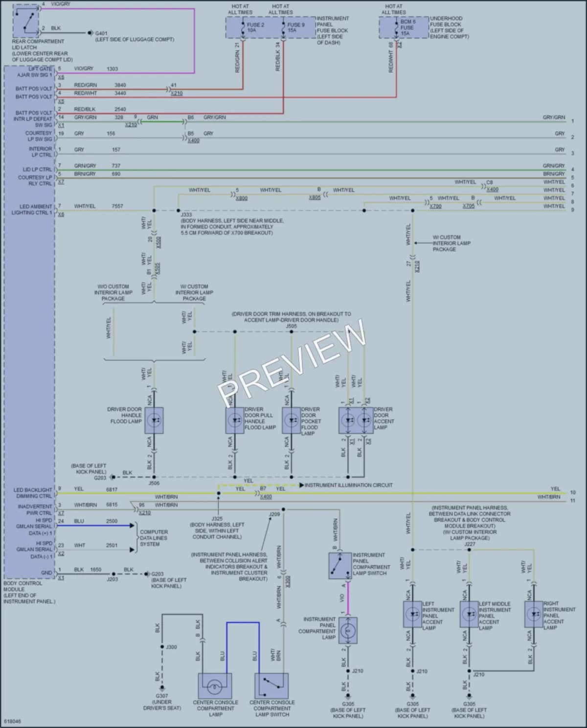 2018 Cadillac XTS Interior Lights wiring diagram preview
