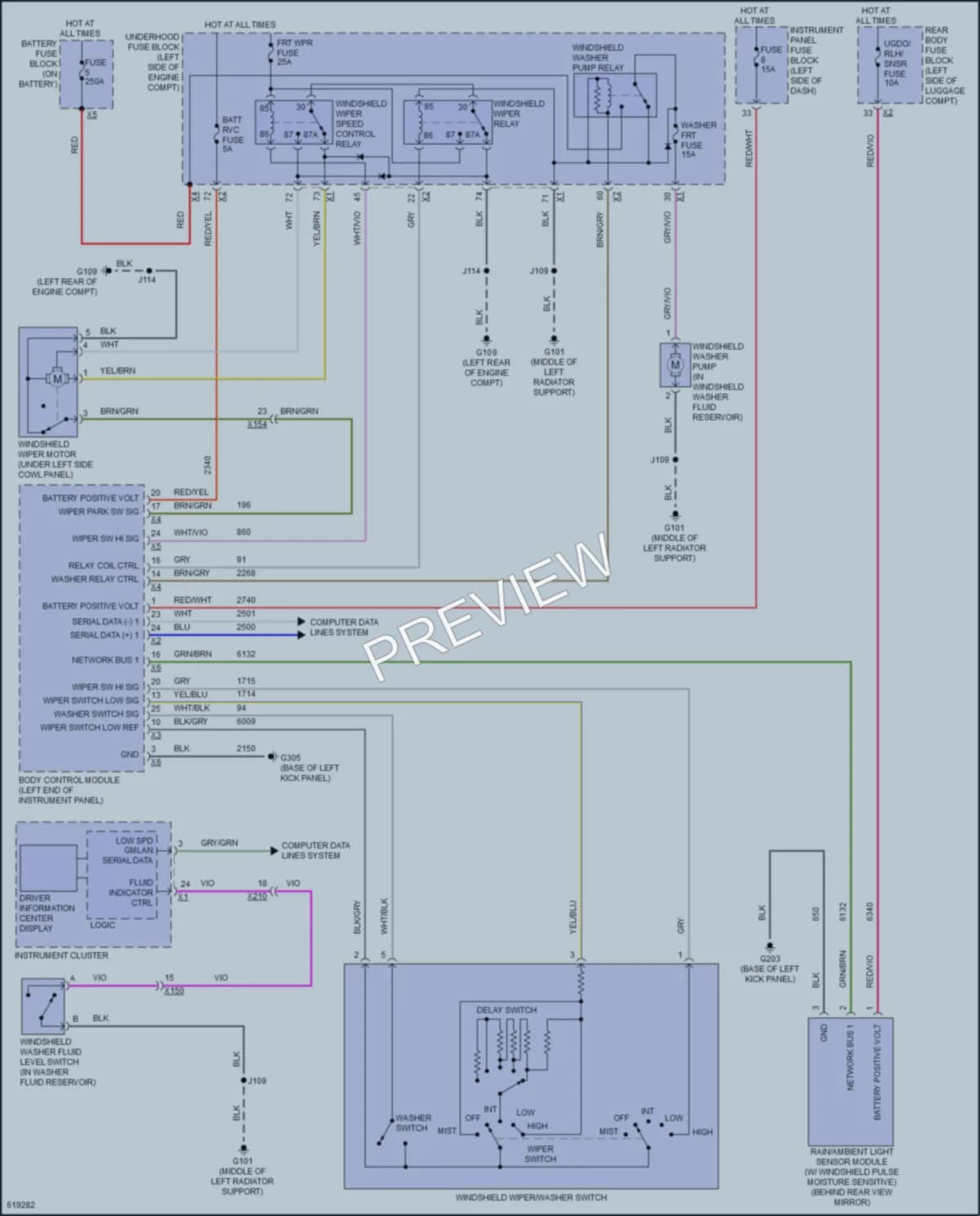 2018 Cadillac XTS Wiper Washer wiring diagram preview