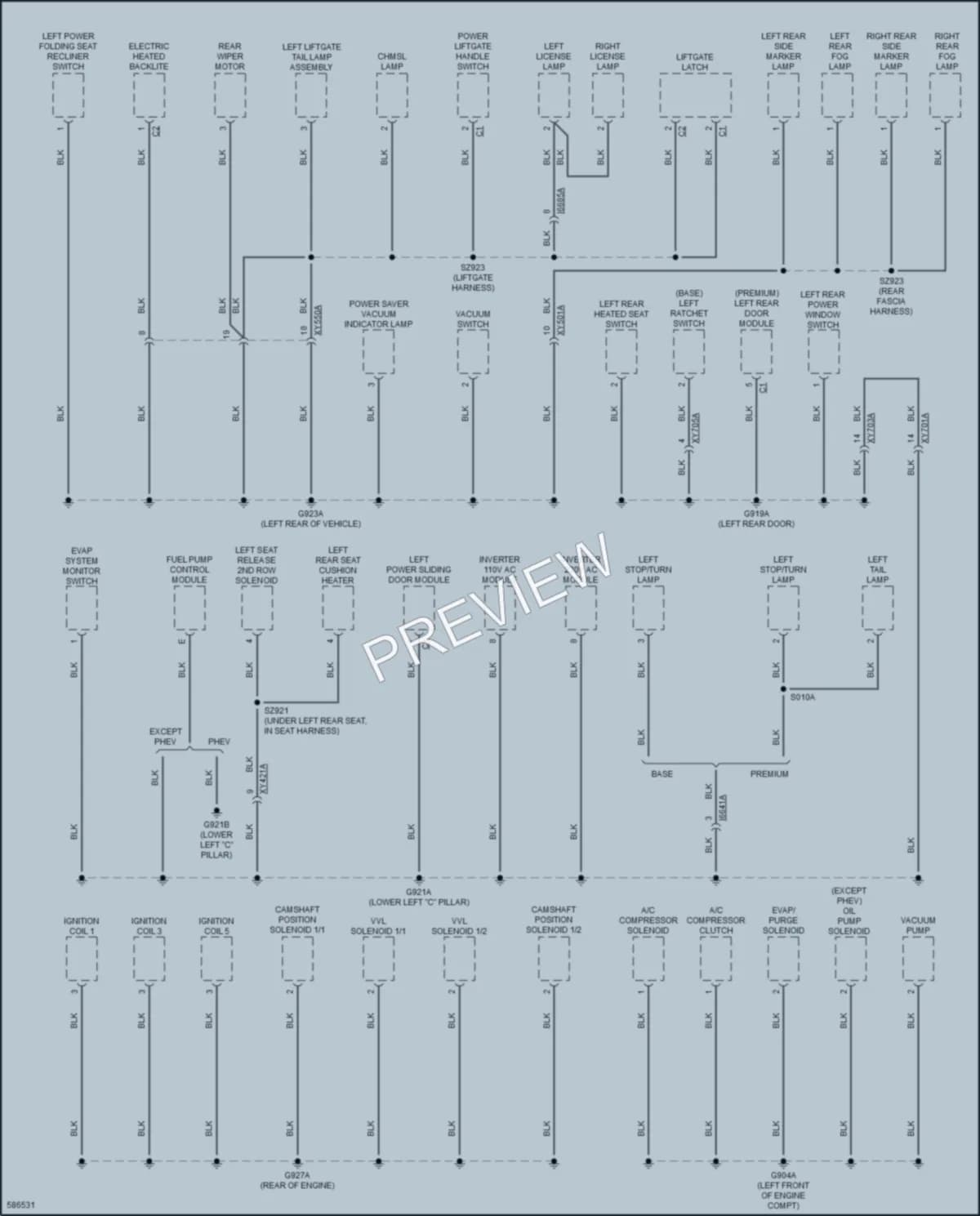 2018 Chrysler PacificaHybrid Ground Distribution wiring diagram preview