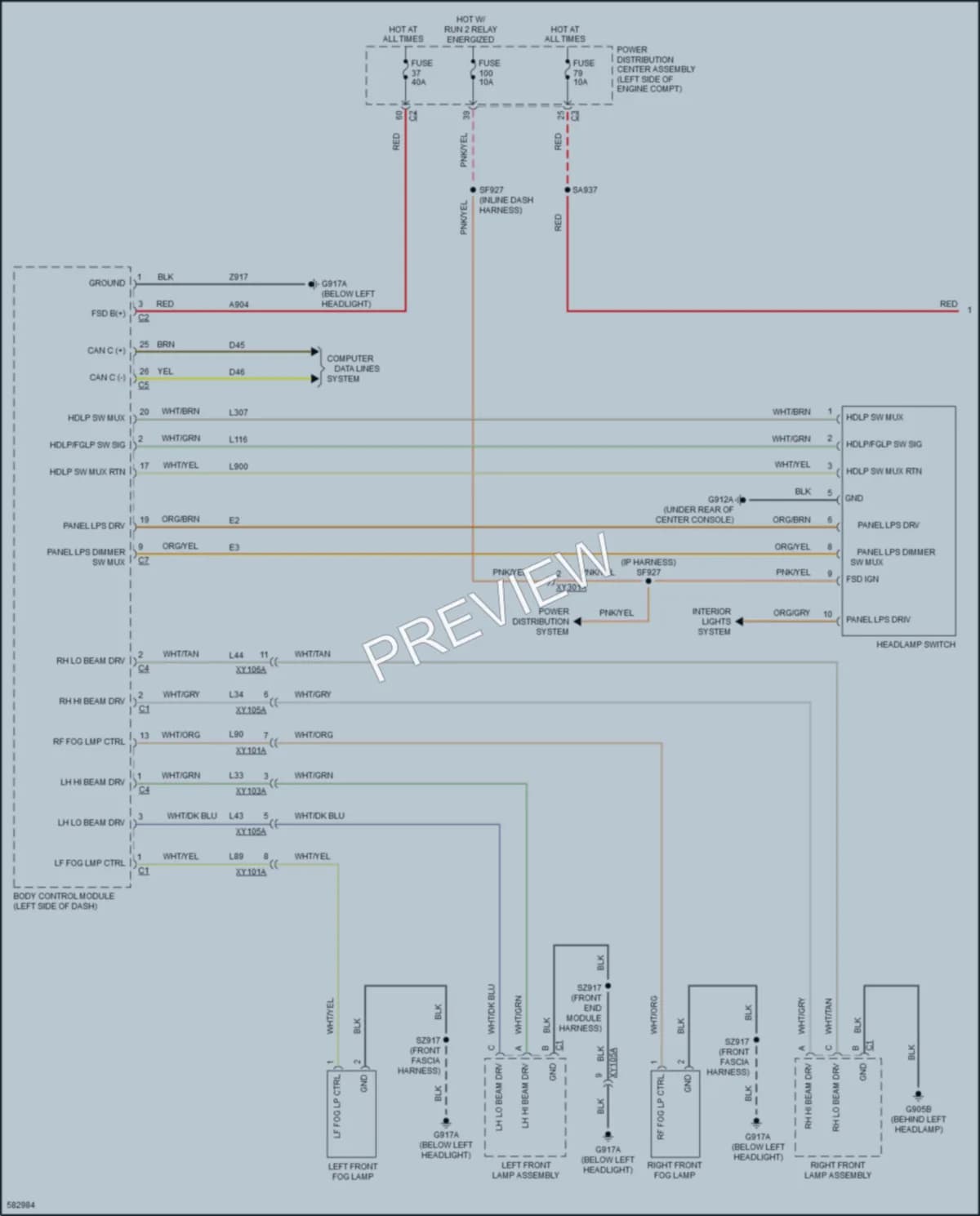2018 Chrysler PacificaHybrid Headlights wiring diagram preview