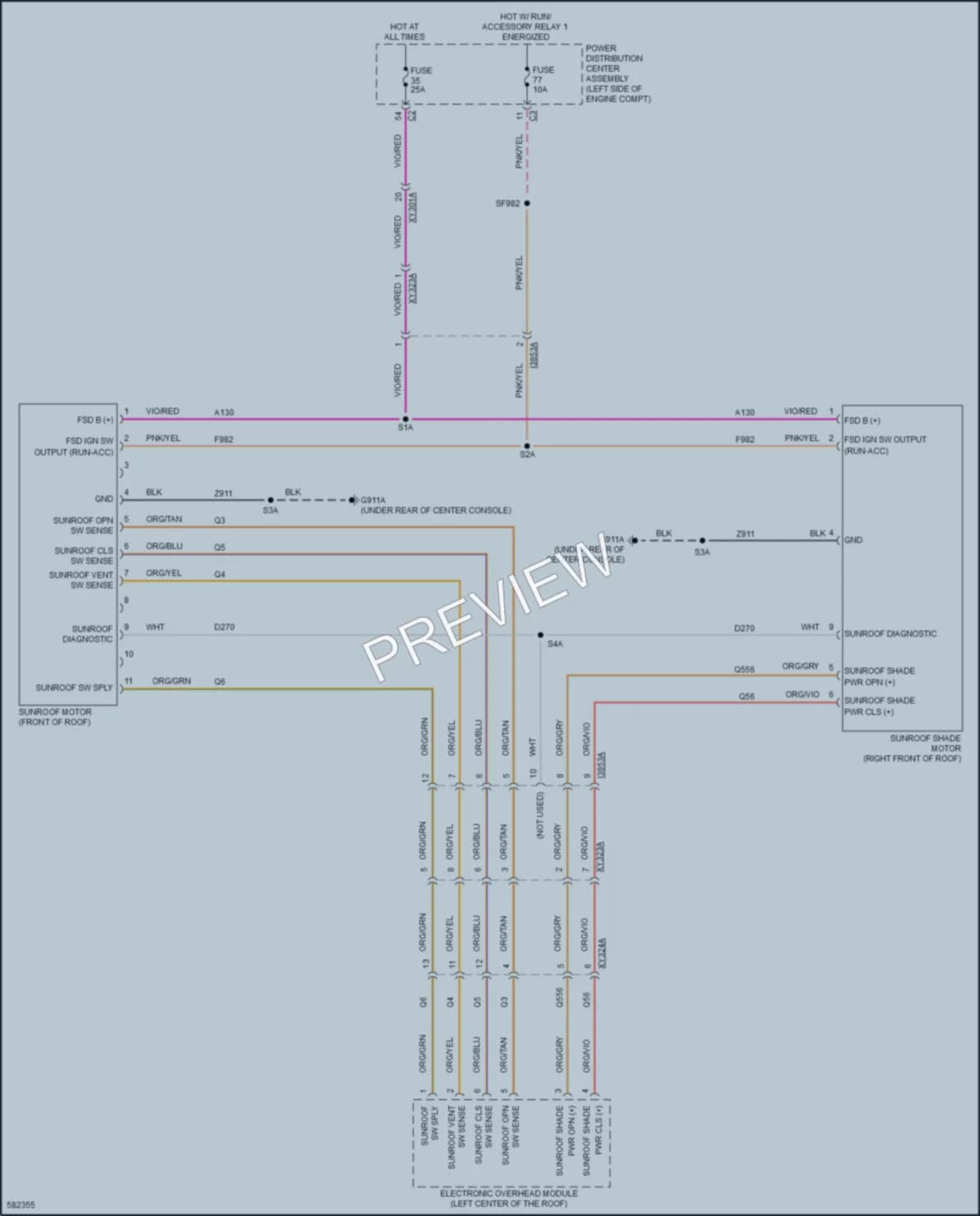 2018 Chrysler PacificaNew Power Top Sunroof wiring diagram preview
