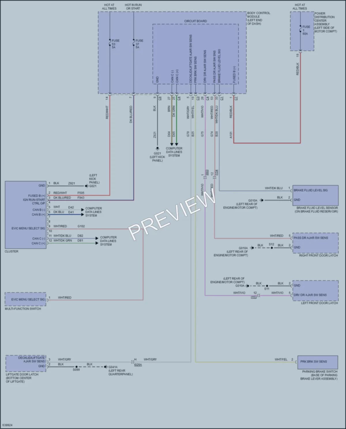 2018 Fiat 500 Instrument Cluster wiring diagram preview
