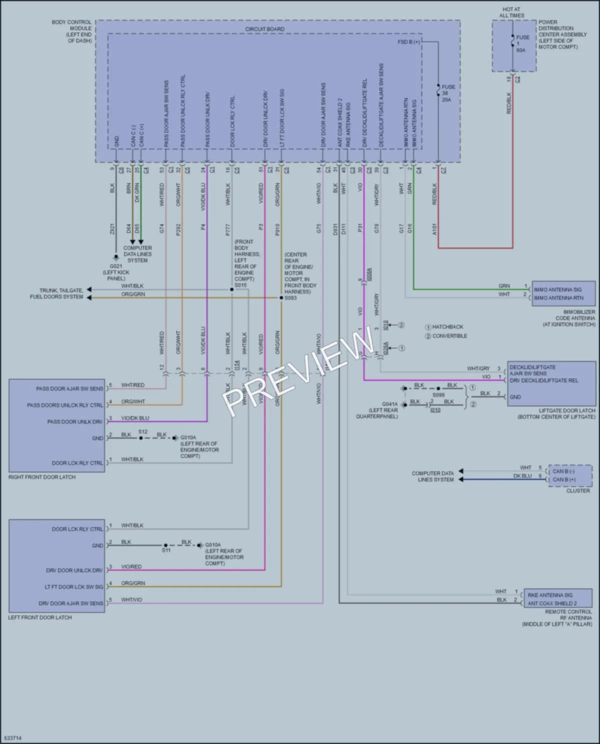 2018 Fiat 500 Power Door Locks wiring diagram preview