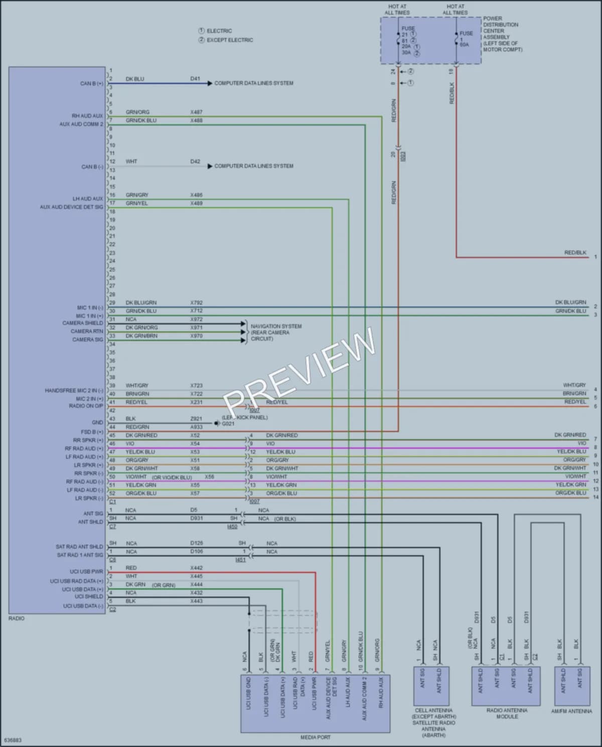 2018 Fiat 500C Radio wiring diagram preview