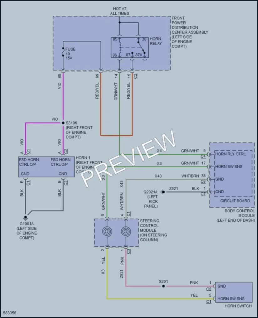 2018 Fiat 500L Horn wiring diagram preview