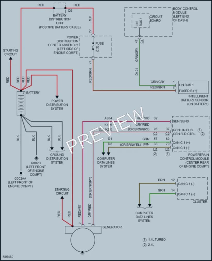 2018 Fiat 500X Starting Charging wiring diagram preview