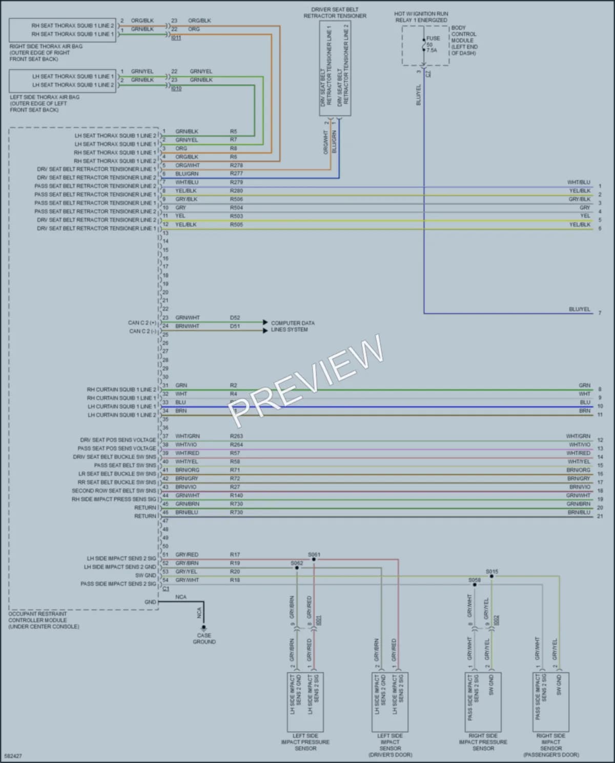 2018 Fiat 500X Supplemental Restraints wiring diagram preview