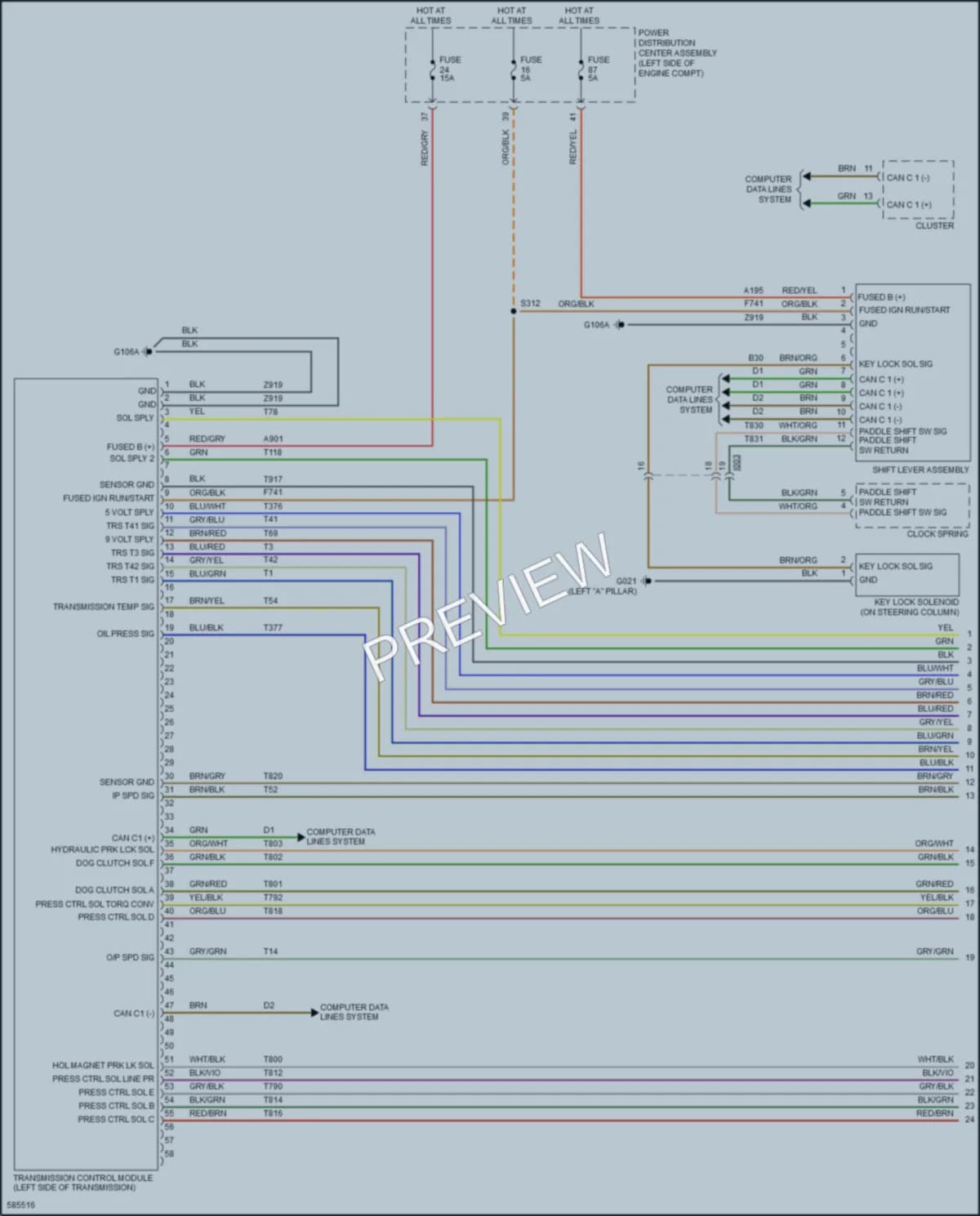 2018 Fiat 500X Transmission wiring diagram preview
