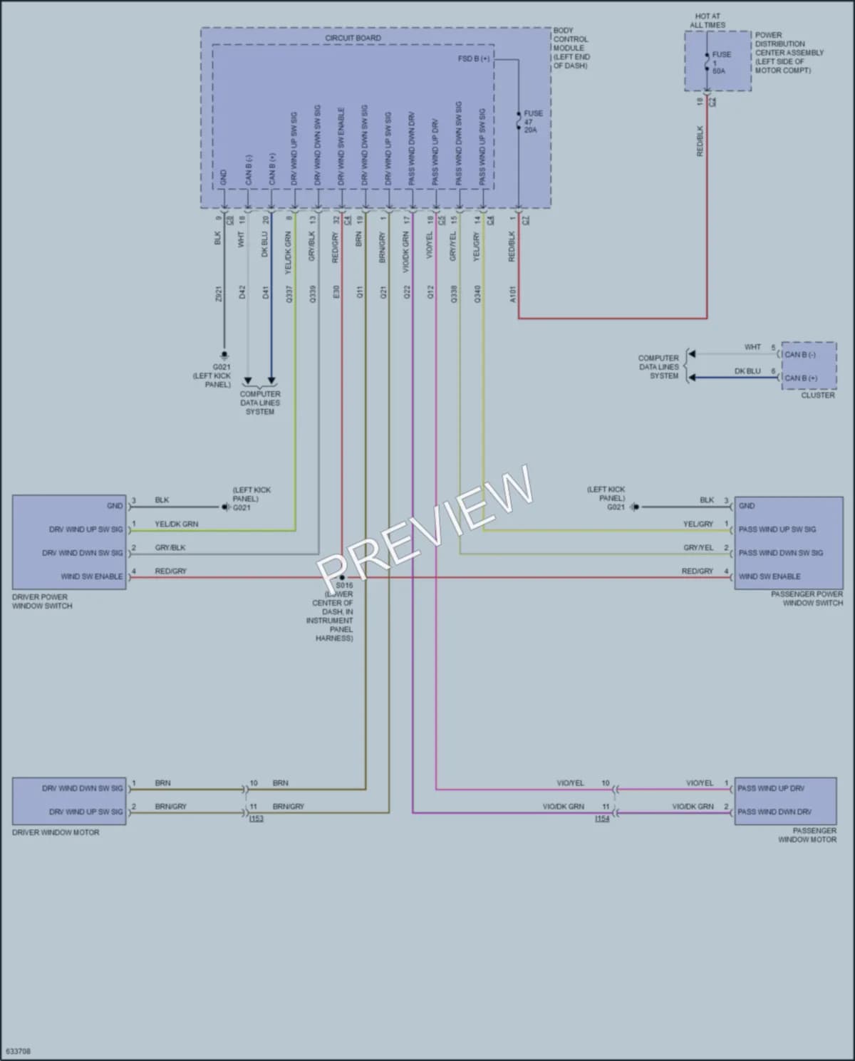 2018 Fiat 500e Power Windows wiring diagram preview
