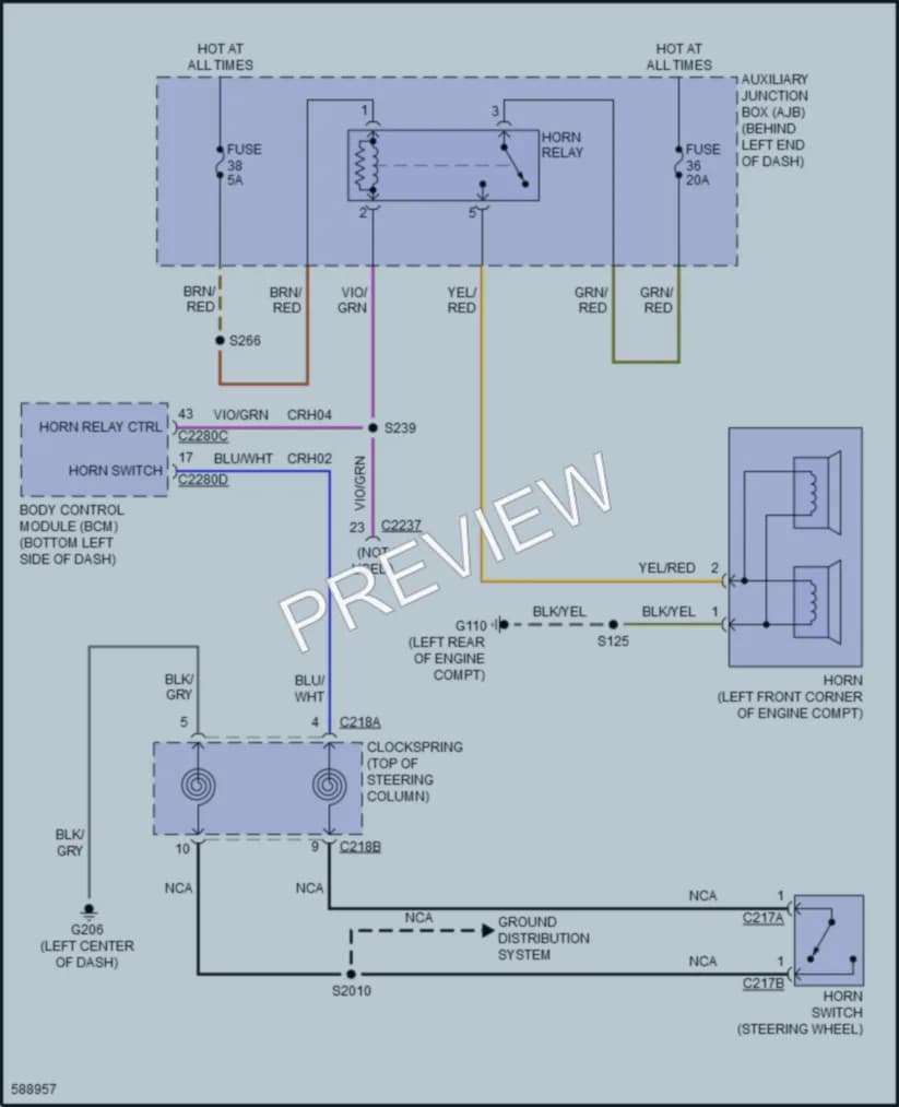 2018 Ford 150Transit Horn wiring diagram preview