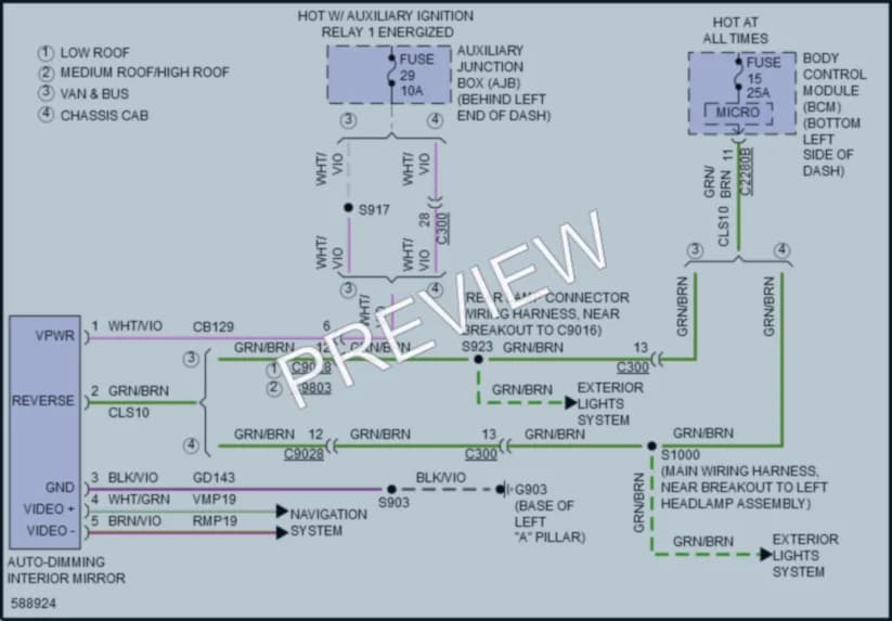 2018 Ford 150Transit Power Mirrors wiring diagram preview