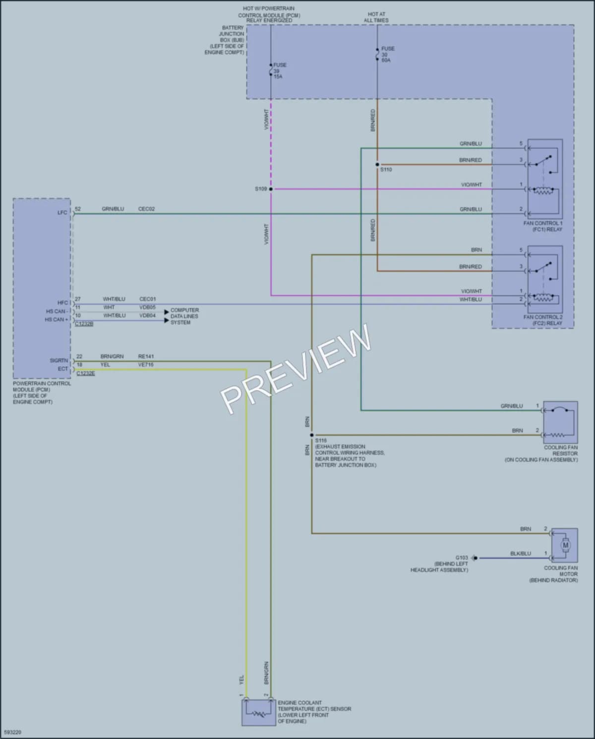 2018 Ford 250Transit Cooling Fan wiring diagram preview