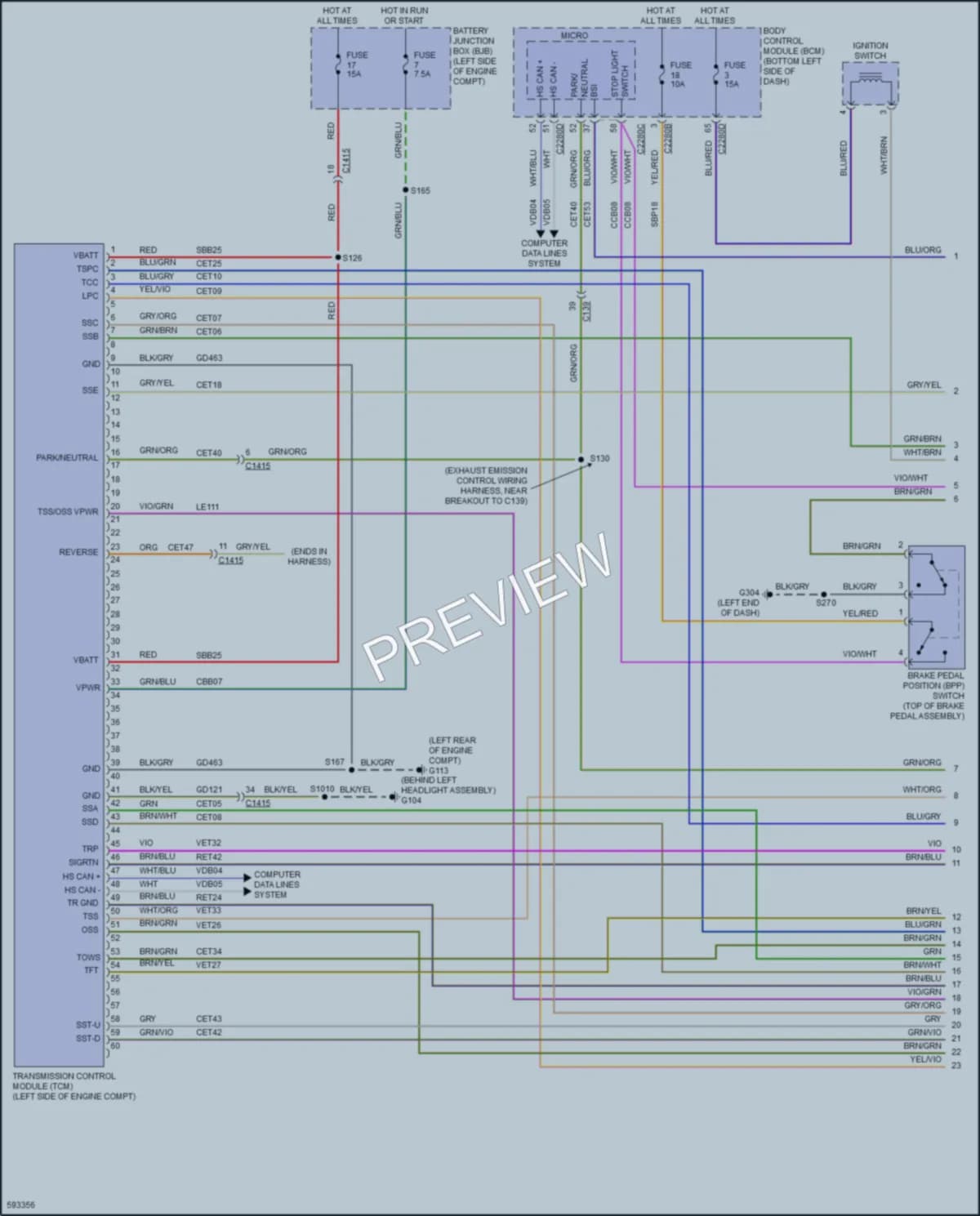 2018 Ford 250Transit Transmission wiring diagram preview