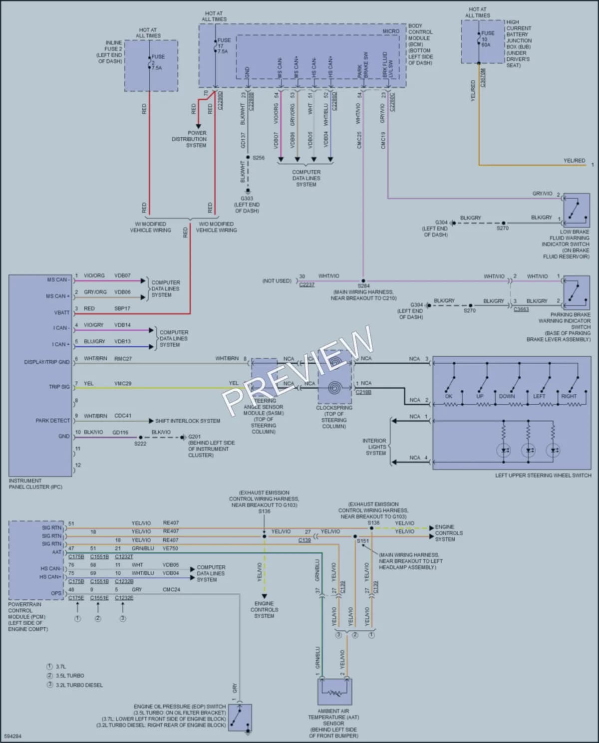 2018 Ford 350HDTransit Instrument Cluster wiring diagram preview