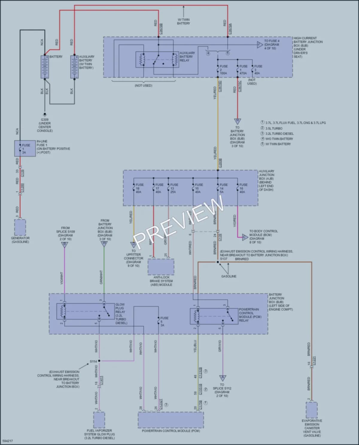2018 Ford 350HDTransit Power Distribution wiring diagram preview
