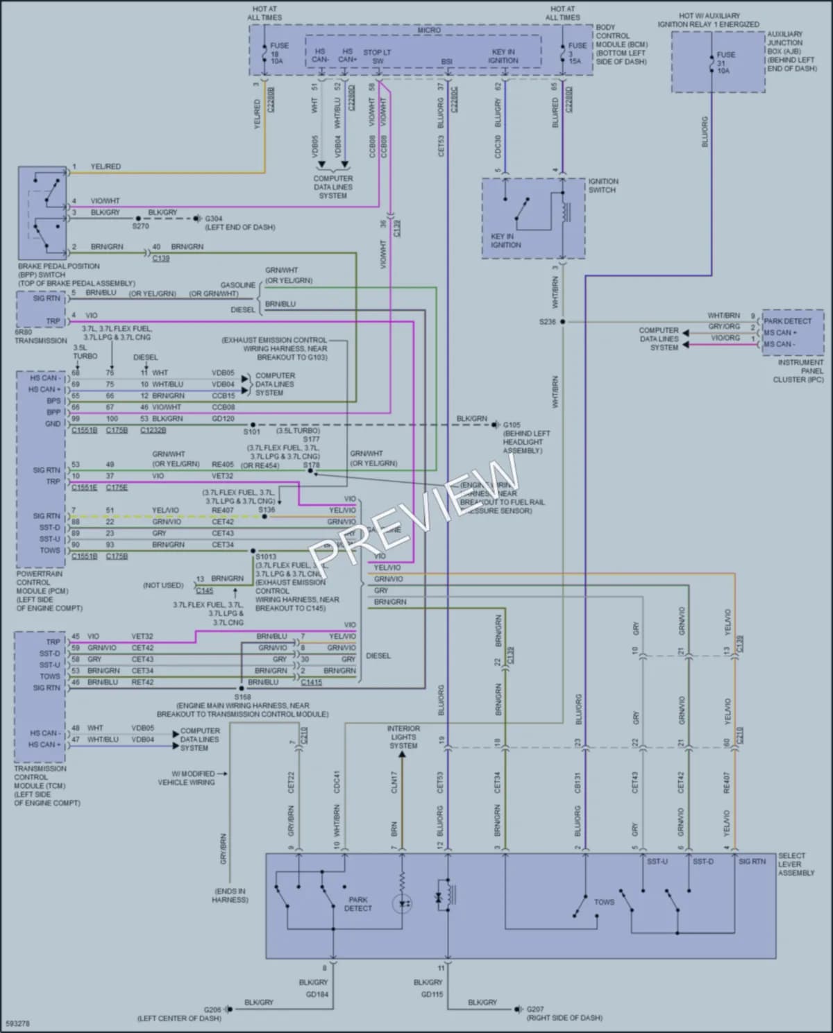 2018 Ford 350Transit Shift Interlock wiring diagram preview