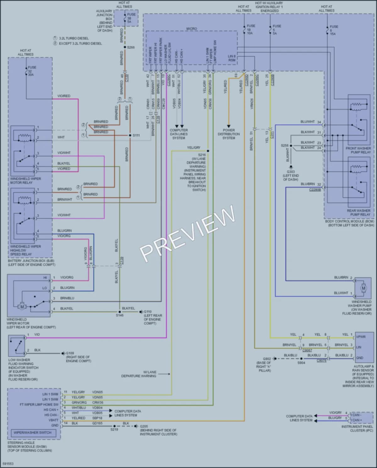 2018 Ford 350Transit Wiper Washer wiring diagram preview