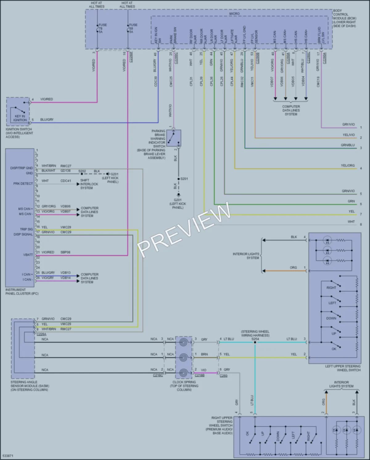 2018 Ford CMaxHybrid Instrument Cluster wiring diagram preview