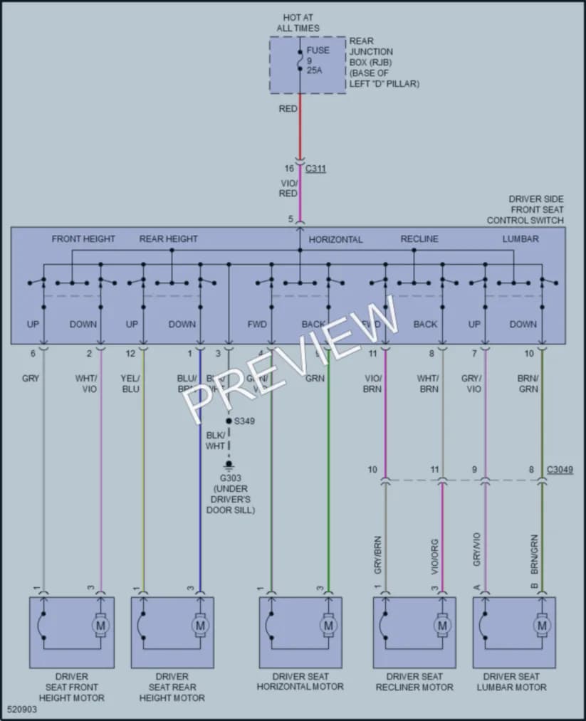 2018 Ford CMaxHybrid Power Seats wiring diagram preview
