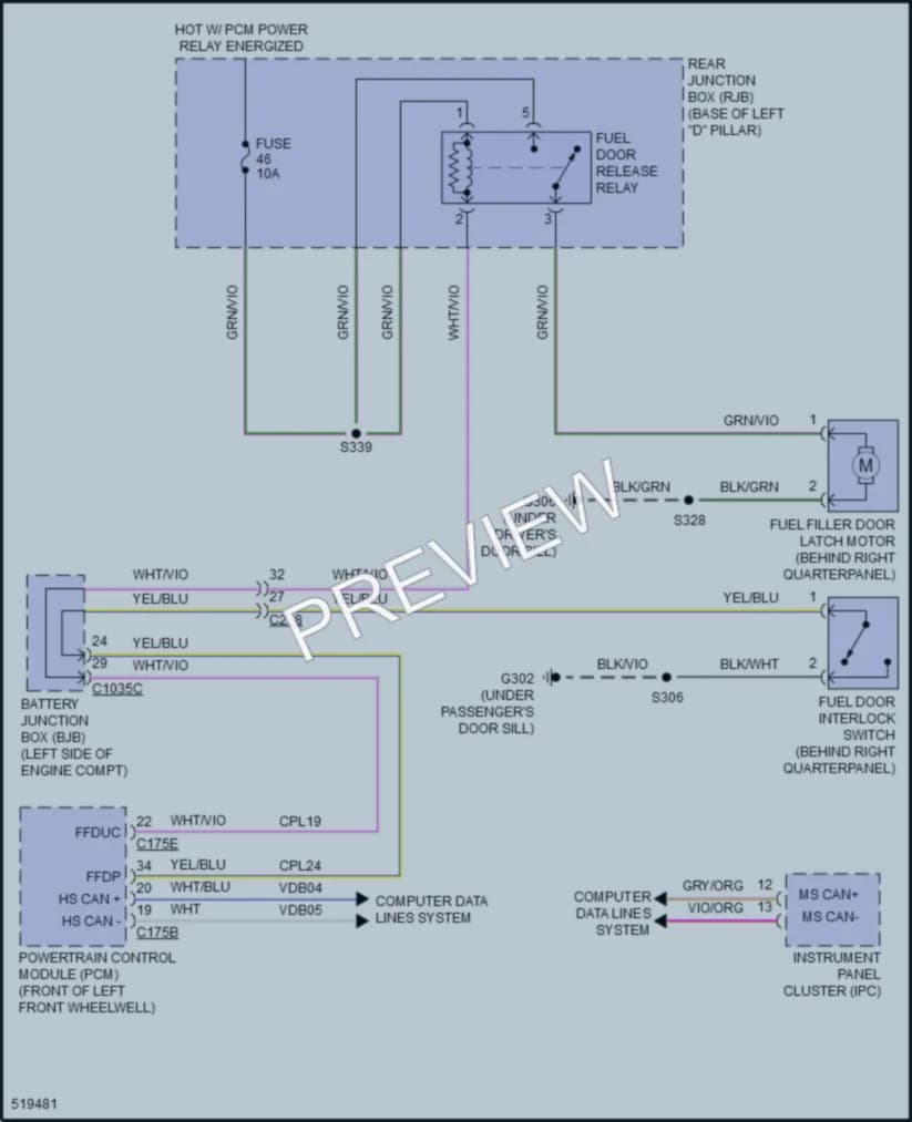 2018 Ford CMaxHybrid Trunk Tailgate Fuel Door wiring diagram preview