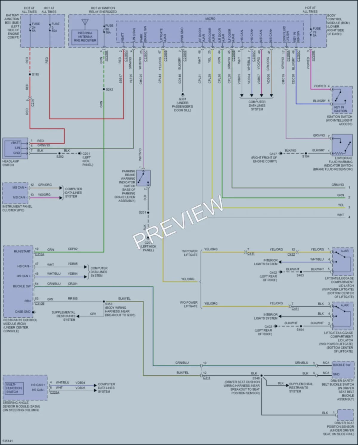 2018 Ford CMaxHybrid Warning Systems wiring diagram preview