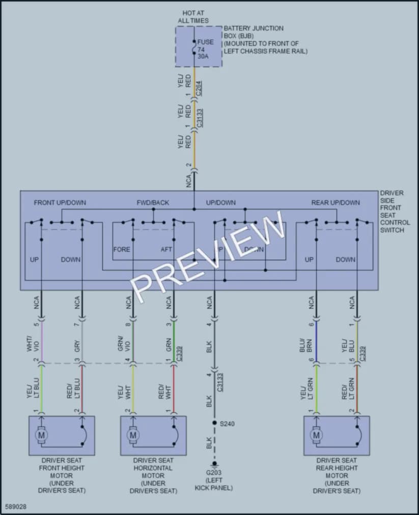 2018 Ford E450Econoline Power Seats wiring diagram preview